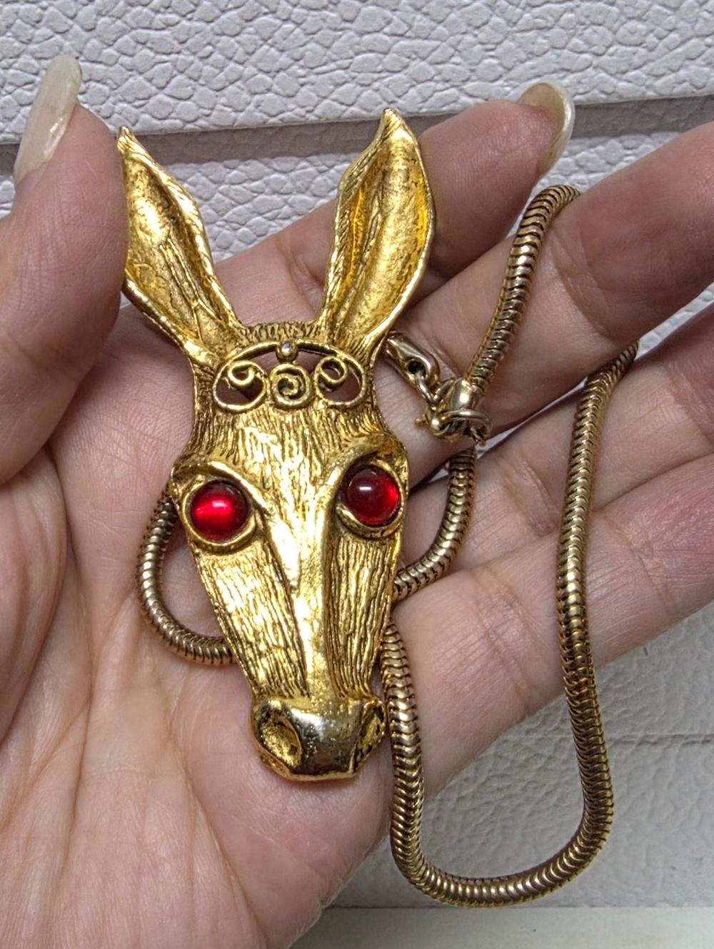 D & E Juliana Runway Donkey Pendant Necklace with Red Eyes **COLLECTIBLE**